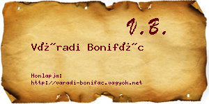 Váradi Bonifác névjegykártya